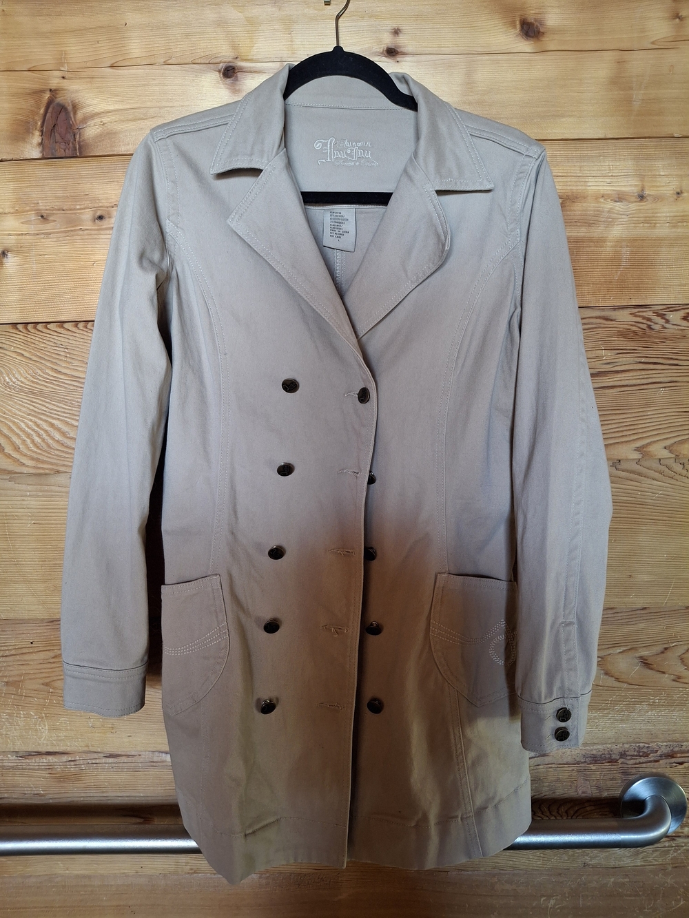 Jou Jou Khaki Double-Breasted Trench Coat
